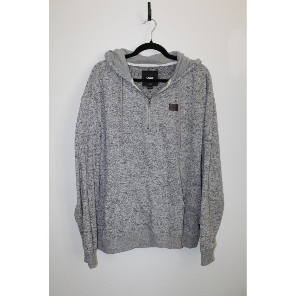 Vans Mens Grey Marled Quarter‎ Zip Hoodie Large Salt and Pepper Pullover